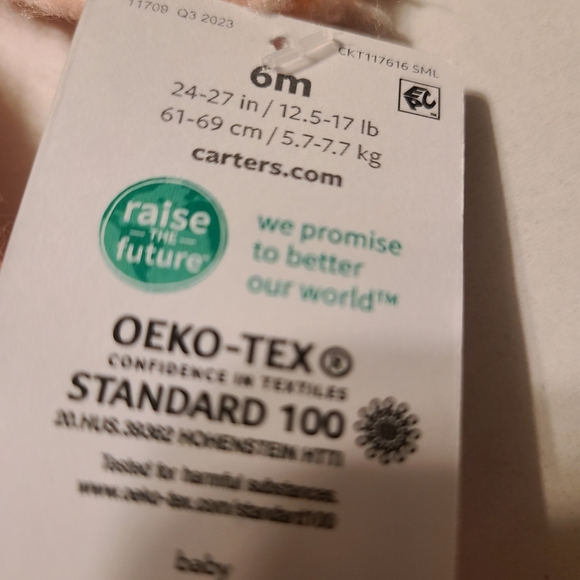 Carter's Peach 6 Month Geometric Pattern One Piece NWT Button Closure - Picture 6 of 7